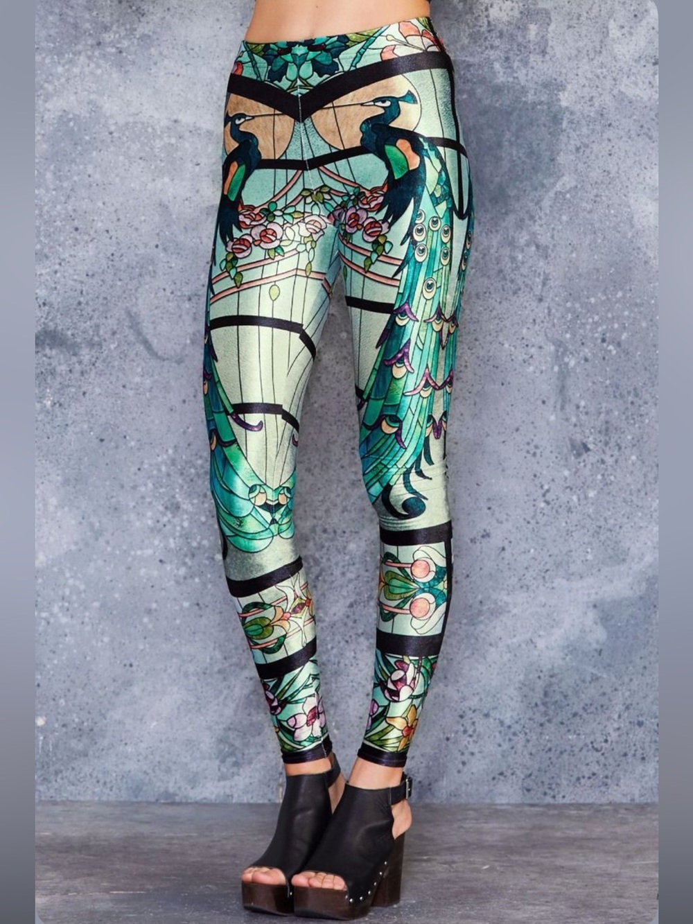 Blackmilk Clothing RARE Glass Garden Velvet High Waist Leggings Small